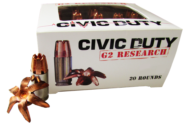 G2 Research G00617 Civic Duty  45ACP+P 168gr Copper Expansion Projectile 20 Rounds