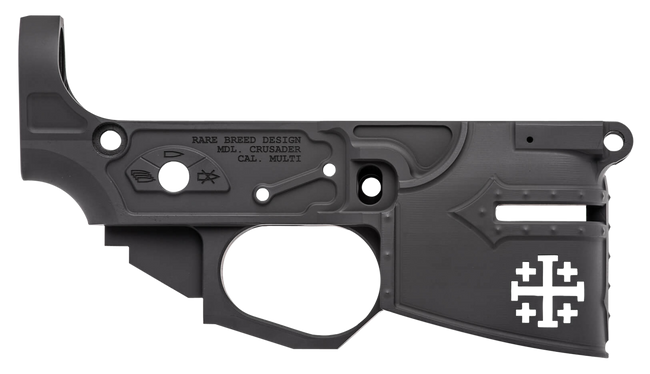 Spikes STLB600 Rare Breed Crusader Stripped Lower Receiver Multi-Caliber 7075-T6 Aluminum Black Anodized for AR-15