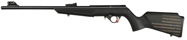 Rossi RB22 US Flag Compact 22 LR 10+1 16.50" Matte Black Threaded Barrel, Black Aluminum Receiver, Black w/US Flag Synthetic Fixed Stock

