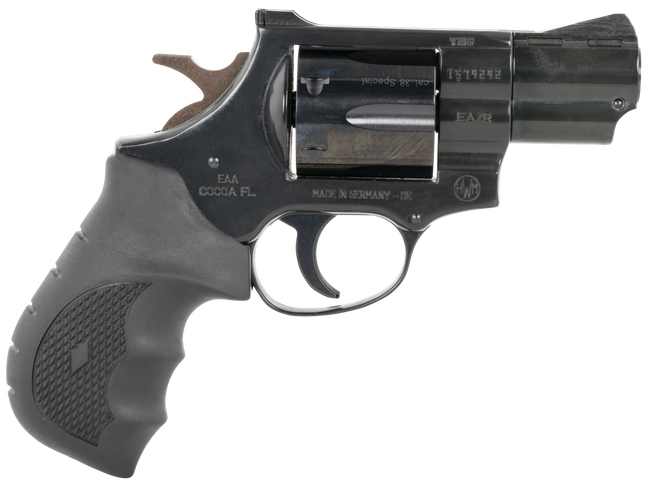 Weihrauch Guns 770125 Windicator  38 Special 6rd 2" Blued Steel Barrel & Cylinder, Compact Blued  Steel Frame w/Exposed Hammer, Ramp Front/Fixed Rear Sights, Finger Grooved Black Rubber Grip