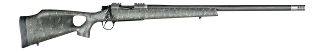 Christensen Arms 8010800107 Summit TI  Full Size 6.5 PRC 3+1, 24" Natural Titanium Steel Threaded Barrel, Natural Titanium Aluminum Receiver, Green w/Black/Tan Webbing Fixed Thumbhole Stock