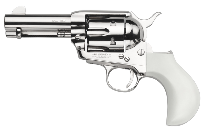 Taylors & Company 200072 1873 Cattleman 45 Colt (LC) Caliber with 3.50" Barrel, 6rd Capacity Cylinder, Overall Nickel-Plated Finish Steel  & Ivory Birdshead Synthetic Grip