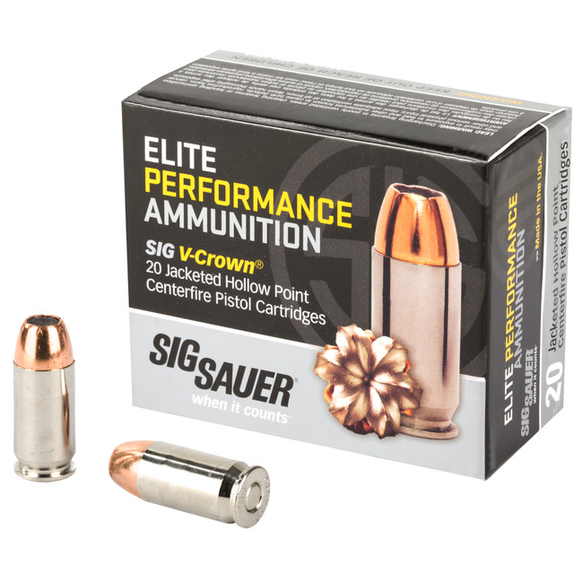 Sig Sauer Elite V-Crown 45 ACP Jacketed Hollow Point 200 Grain 20 Rounds - E45AP120 - 798681458189