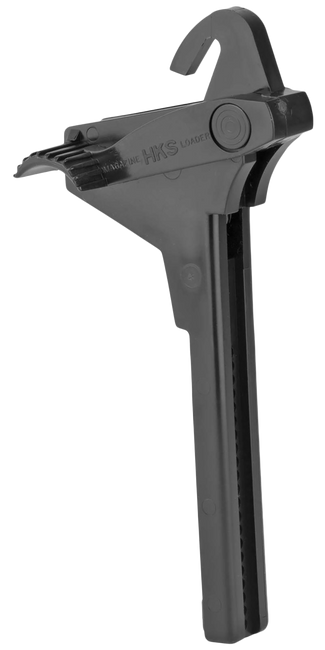 HKS 451 Single Stack Mag Loader Adjustable Style made of Plastic with Black Finish for Multi-Caliber Pistols