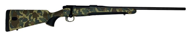 Mauser M18OS7MT M18  7mm Rem Mag 4+1 24.40" Black Steel Threaded Barrel, Black Steel Receiver, Old School Camo Fixed w/Storage Compartment Stock,
