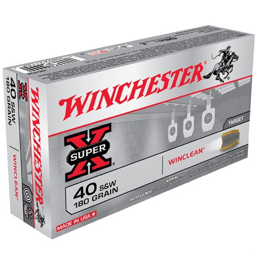 Winchester Super X 40 S&W Winclean Brass Enclosed Base 180 Grain 50 Rounds