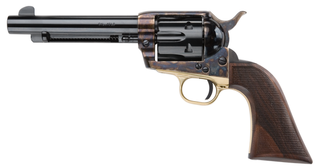 Pietta HF45ALC512NMCW 1873 Great Western II Alchimista II 45 Colt (Long Colt) 6rd 5.50" Blued Steel Barrel & Cylinder, Color Case Hardened Steel Frame, Checkered Walnut Army Grip, Exposed Hammer