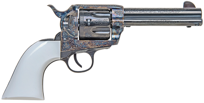 Traditions SAT73110BTM 1873 Froniter 45 Colt (LC) 6rd 4.75" Blued Barrel & Cylinder Color Case Hardened Steel Frame White PVC Grip