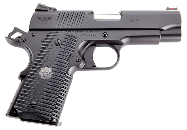 Wilson Combat ACP Compact 9mm Luger 4 Inch 8 Rounds Armor-Tuff Carbon Steel G10 Grip