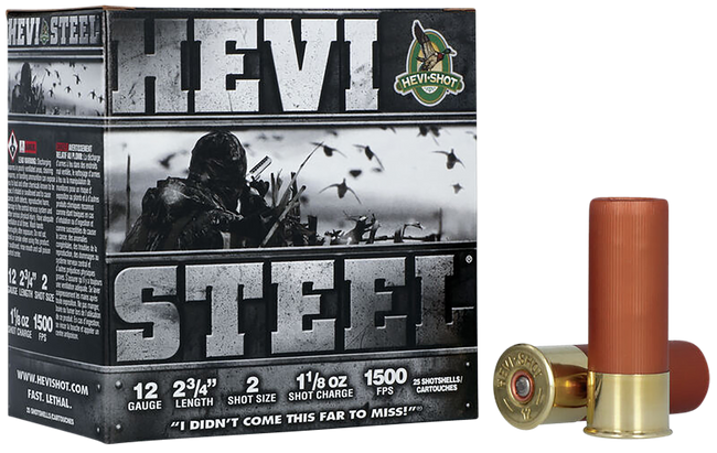 HEVI-Shot HS61222 HEVI-Steel  12Gauge 2.75" 1 1/8oz 2Shot 25 Rounds