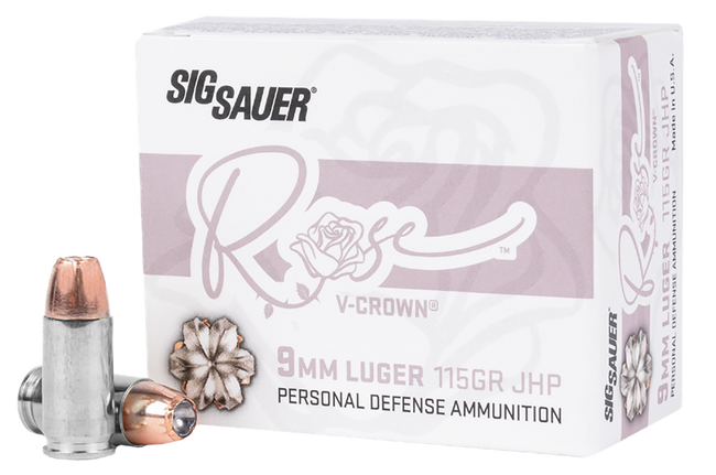 Sig Sauer E9MMA1ROSE20 Rose  9mmLuger 115gr V-Crown Jacketed Hollow Point 20 Rounds