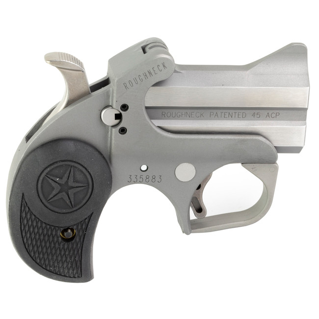 Bond Arms BARN Roughneck  45 ACP 2rd 2.50" Stainless Steel  Double Barrel & Frame, Rebounding Hammer, Blade Front/Fixed Rear Sights, Black Rubber Grip, Manual Safety - BARN - 855959008955