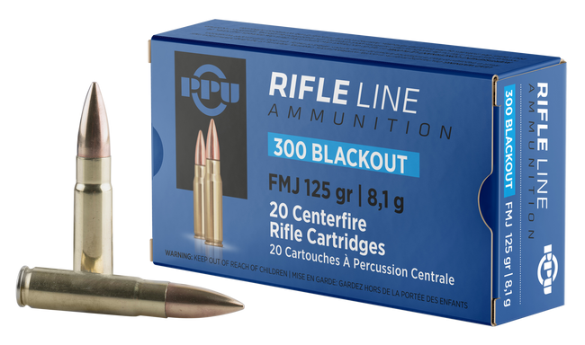 PPU PP300BF Standard Rifle  300Blackout 125gr Full Metal Jacket 20 Rounds