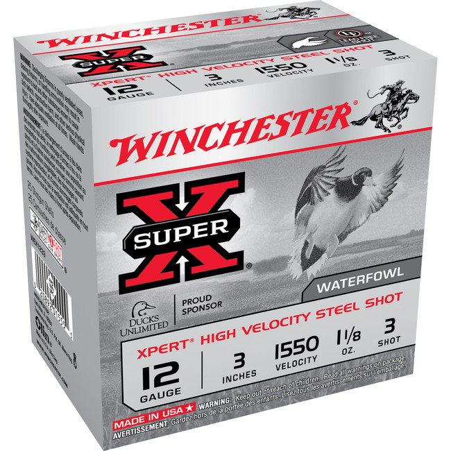 Winchester Super-X Xpert Hi-Velocity Steel 12 ga. 3 in. 1 1/8 oz. 3 Shot 25 rd. - WEX1233 - 020892015555