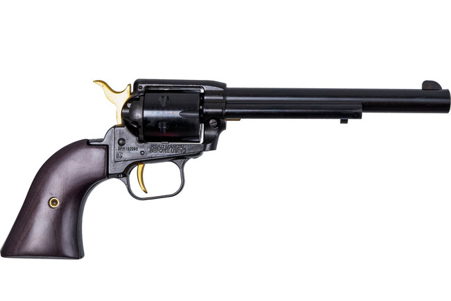 Heritage Mfg RR22B6GLD Rough Rider  22 LR 6 Shot 6.50" Black Oxide Barrel, Cylinder & Frame, Black Laminate Wood Grips Features Gold Accents - RR22B6GLD - 727962707074