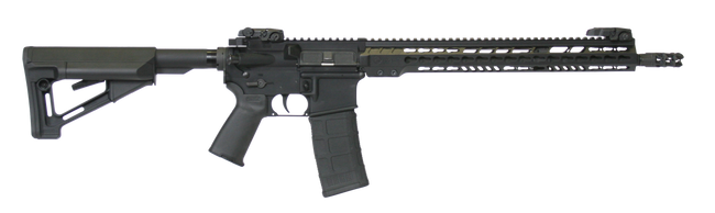 Armalite M-15 Tactical 5.56x45 NATO, 16in. Barrel, 30rd, 15" MLOK Handguard, Magpul STR Stock, MOE Grip & MBUS flip-up sights - Black (NPN: M15TAC16)