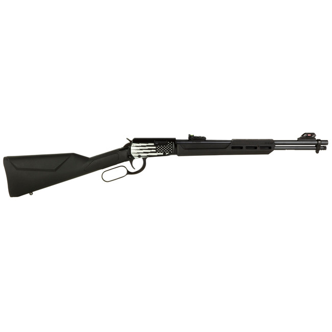 Rossi Rio Bravo Lever Action Rifle .22 Long Rifle 18" 15 Rounds Polymer Stock Adjustable Sights US Flag Engraving - RL22181SYEN18 - 754908326808