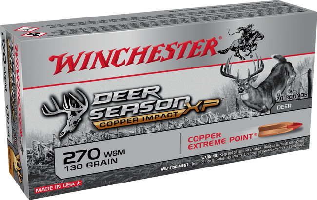 Winchester Copper Impact 270 Winchester Short Magnum Copper Extreme Point Lead-Free 130 Grain 20 Rounds