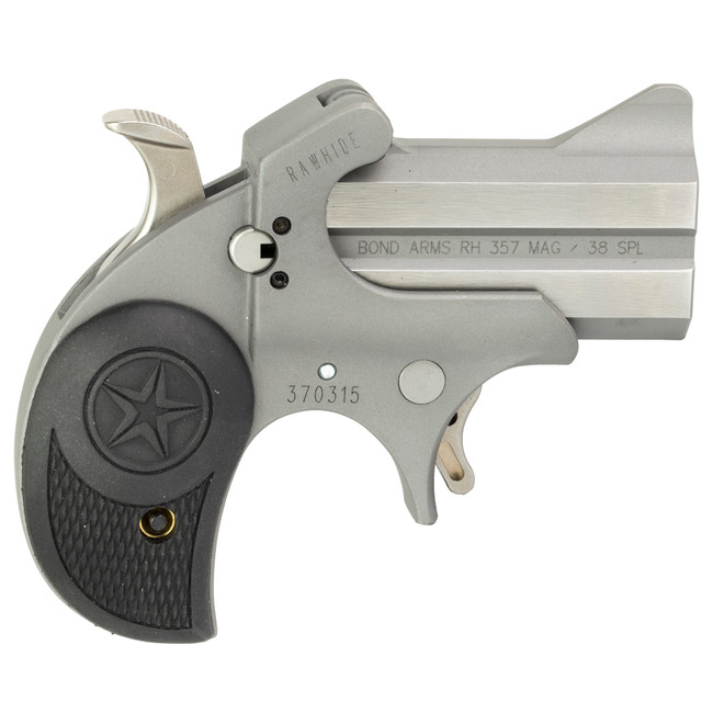 Bond Arms BARHR Rawhide  38 Special/357 Mag 2.50" 2rd, Stainless, Black Rubber Grips - BARHR - 855959003233
