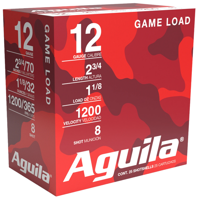 Aguila Ammunition 12ga Birdshot 2.75 inch Shotgun Shells - #8 Shot | 1-1/8oz | 1200 fps | 25rd Box