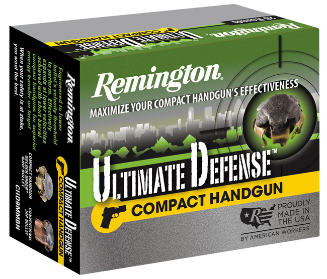 Remington Ultimate Defense 9mm Luger Brass Jacket Hollow Point 124 Grain 20 Rounds