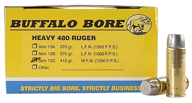 Buffalo Bore Ammunition 13C20 Heavy Strictly Business 480Ruger 410gr Wide Flat Nose 20 Rounds