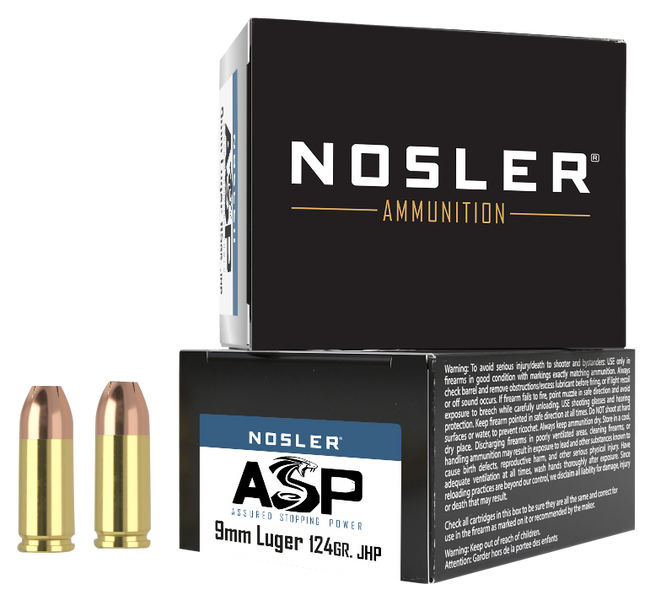 Nosler ASP 9mm Luger Jacketed Hollow Point 124 Grain 20 Rounds