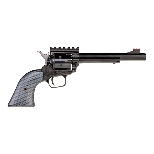 Heritage Rough Rider Revolver - Black | .22 LR | 6.5" Barrel | 6rd | Carbon Fiber Grips | w/ Picatinny Rail - RR22B6-TH - 727962706411