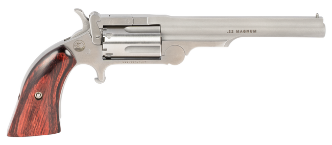 North American Arms 22MR4 Ranger II  22 WMR Caliber with 4" Barrel, 5rd Capacity Cylinder, Overall Stainless Steel Finish & Rosewood Boot Grip