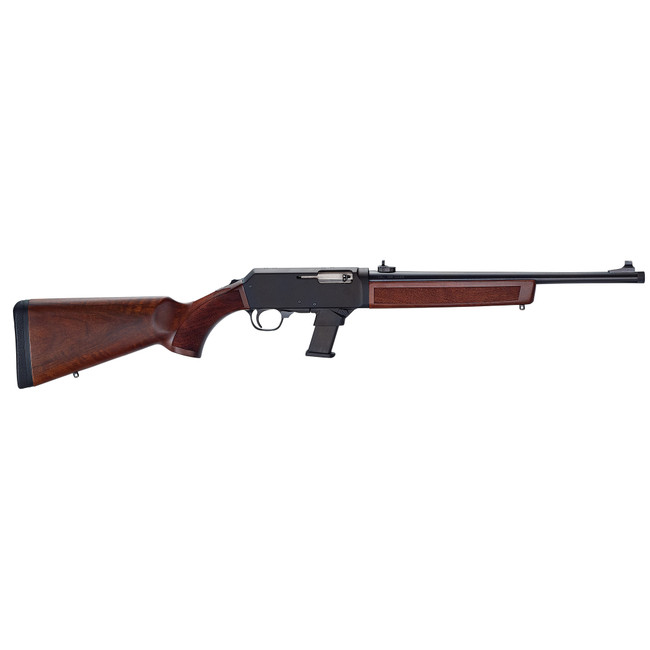 Henry H027H9G Homesteader w/Glock Mag Well Adapter 9mm Luger 10+1 16.37" Blued Steel Threaded Barrel, Black Anodized Aluminum Drilled & Tapped Receiver, Fixed American Walnut Wood, Ambidextrous - H027H9G - 619835020024