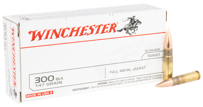 Winchester USA Rifle Ammo 300 Blackout 147 gr. FMJOT 20 rd.