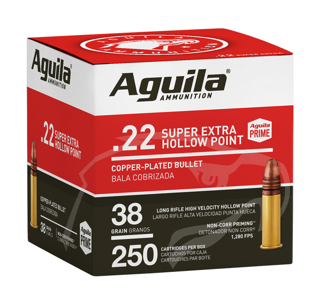 Aguila Ammunition .22 Super Extra Copper Plated Hollow Point 38 Grain 250 Rounds - 1B221103