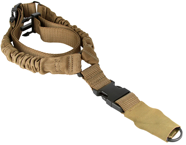 Aim Sports AOPS01T One Point Sling made of Tan Elastic Webbing with 26" OAL, 1.25" W & Bungee Design for Rifles