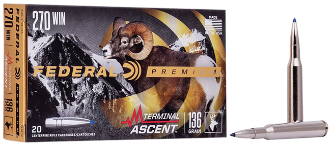 Federal, Terminal Ascent, 270 Winchester, Terminal Ascent, 136 Grain, 20 Rounds