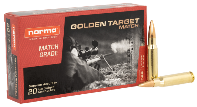 Norma Ammunition 10177432 Dedicated Precision Golden Target Match 308Win 168gr BTHP 20 Rounds