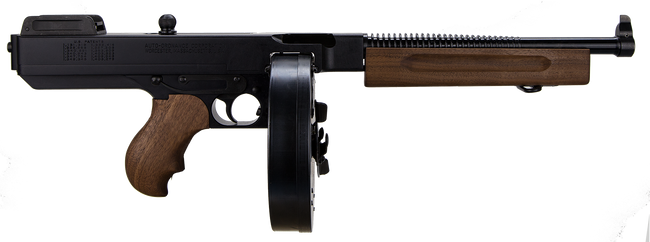 Thompson TA5 1927A-1 Lightweight Deluxe 45 ACP Caliber with 10.50" Barrel, 50+1 Capacity (Drum), Black Hard Coat Anodized Metal Finish, American Walnut Grip