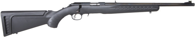 Ruger 8322 American Rimfire Full Size 22 WMR 9+1 18" Satin Blued Threaded Barrel & Alloy Steel Receiver w/Integral Scope Mount, Black Fixed Synthetic Stock, Right Hand - 8322 - 736676083220