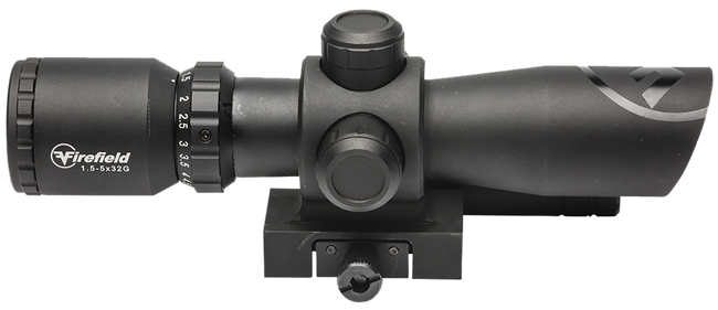 Firefield FF13063 Barrage w/Green Laser Matte Black 1.5-5x32mm Illuminated Red/Green Mil-Dot Reticle/Green Laser