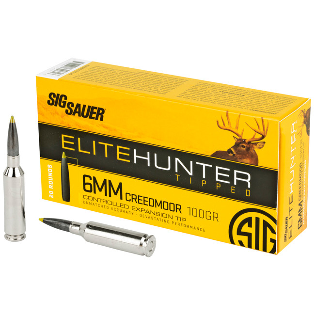Sig Sauer Elite Tipped Hunting Ammunition 6mm Creedmoor 100 gr Box/20 - E6MMCTH2-20 - 798681620616