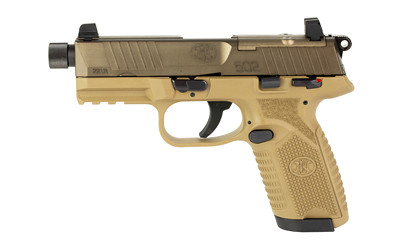 FN 66101009 502 Tactical 22 LR 10+1 4.60" Black Steel Threaded Barrel, Flat Dark Earth Optic Ready/Serrated Slide & Polymer Frame w/Picatinny Rail, FDE Textured Polymer Grip, Ambidextrous - 66101009 - 845737013271