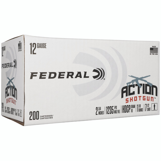 Federal Action Shotgun 12 Gauge Lead 1 1/8 Ounce 7.5 Grain 200 Rounds - AS12H 7.5 - 604544691344