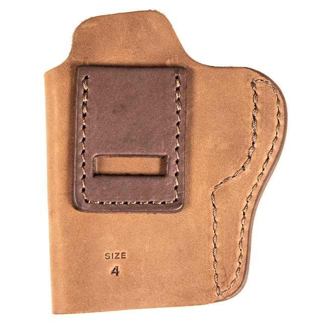 Uncle Mikes-leather(1791) UMIWB4BRWA Inside the Waistband  IWB, Size 04, Brown Leather, Compatible w/Glock 17/19, Belt Clip Mount, Right Hand - UMIWB4BRWA - 810102212344