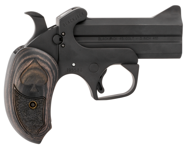 Bond Arms BABJ Black Jack  45 Colt (LC) 410 Gauge 2rd Shot 3.50" Black Black Steel Frame Black Ash Grips Features Silver Spade Above Hinge