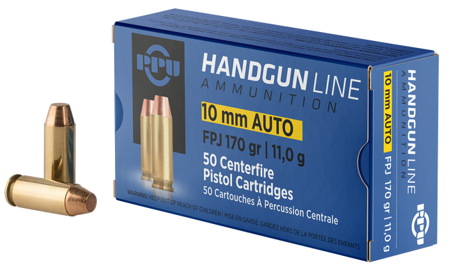 Prvi Partisan PPH10F 10mm Auto Flat Point Jacketed 170 Grain 50 Rounds