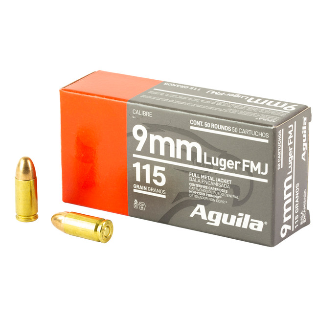 Aguila 9mm Luger Full Metal Jacket 115 Grain 50 Rounds