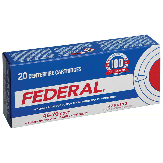 Federal Power-Shok 45-70 Government Soft Point 300 Grain 20 Rounds