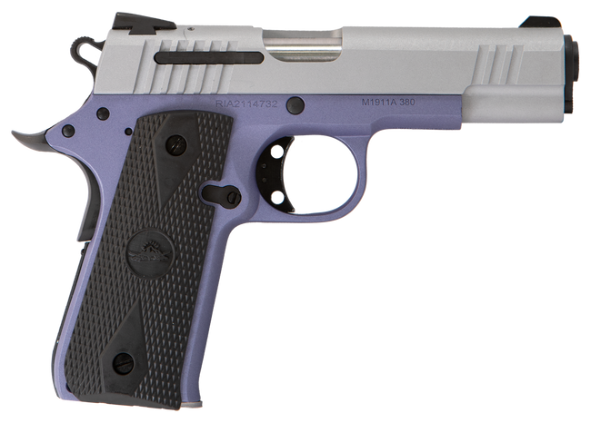 Citadel CIT380OLALA M1911 Baby Compact Frame 380 ACP 7+1, 3.75" Stainless Steel Barrel, Silver Serrated Steel Slide, Crushed Orchard Cerakote Aluminum Frame w/Beavertail, Ambidextrous