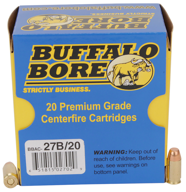 Buffalo Bore Ammunition 27B20 Personal Defense Strictly Business 380ACP +P 95gr Full Metal Jacket Flat Nose 20 Rounds