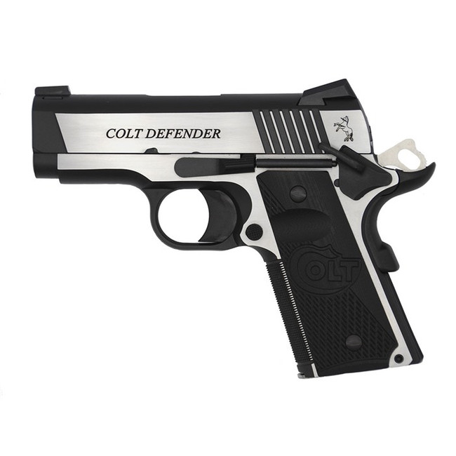 Colt Mfg O7082CE Combat Elite Commander Compact Frame 9mm Luger 8+1, 3" Stainless Steel Barrel, Two-Tone Serrated Stainless Steel Slide & Frame w/Beavertail, Black Scalloped G10 Grip, Ambidextrous