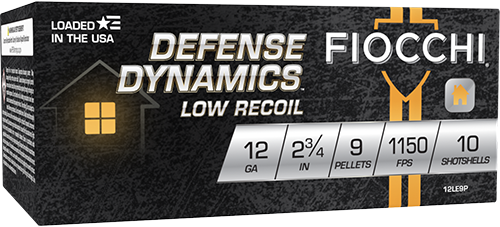 Fiocchi 12LE9P Defense Dynamics Low Recoil 12Gauge 2.75" 1Buck Shot 10 Rounds